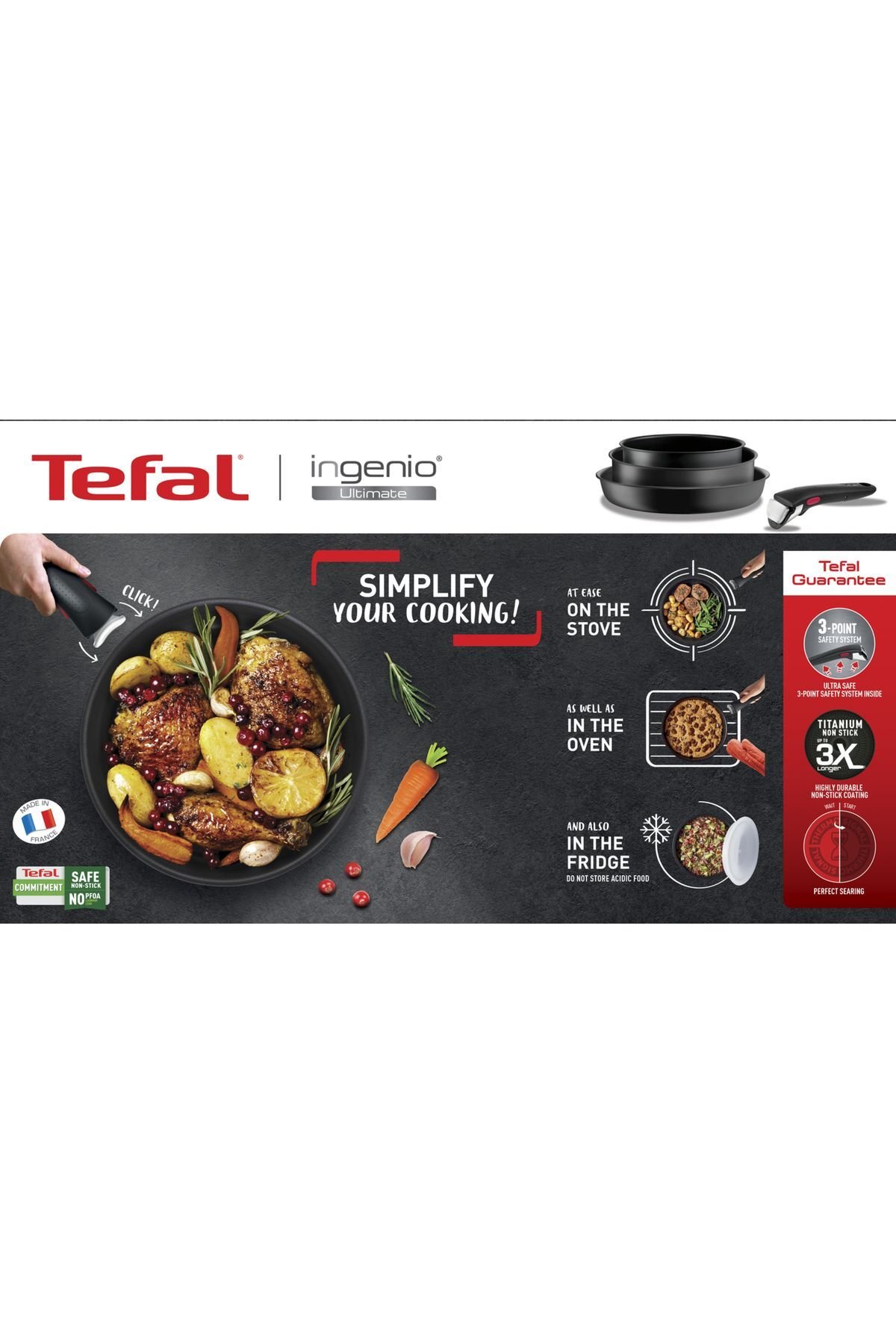 TEFAL Titanyum 3X Ingenio Ultimate 12 Parça Büyük Tava Tencere Seti - 2100129591