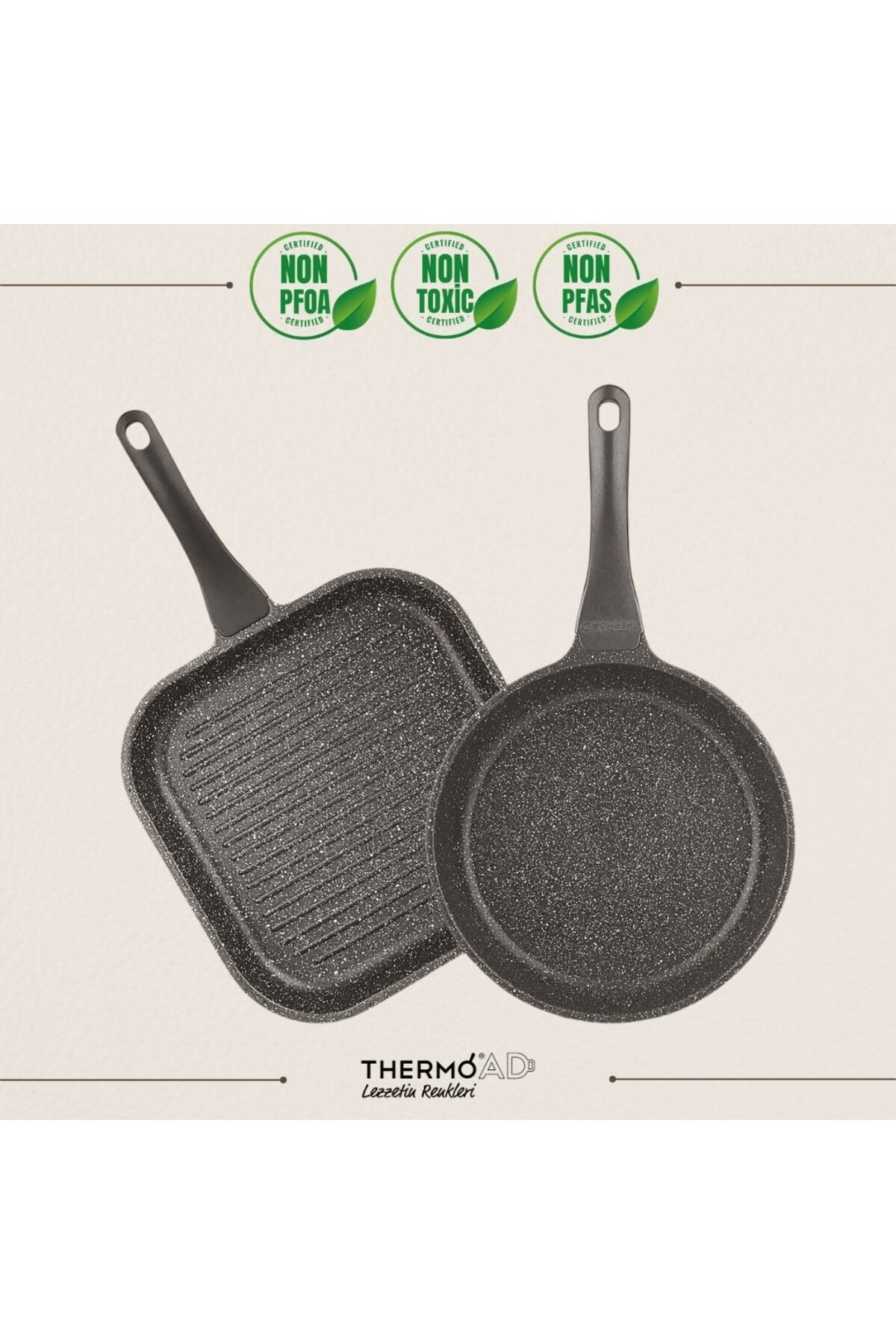 Thermoad Tava Seti | Frapan Serisi | 2 Parça | Gri