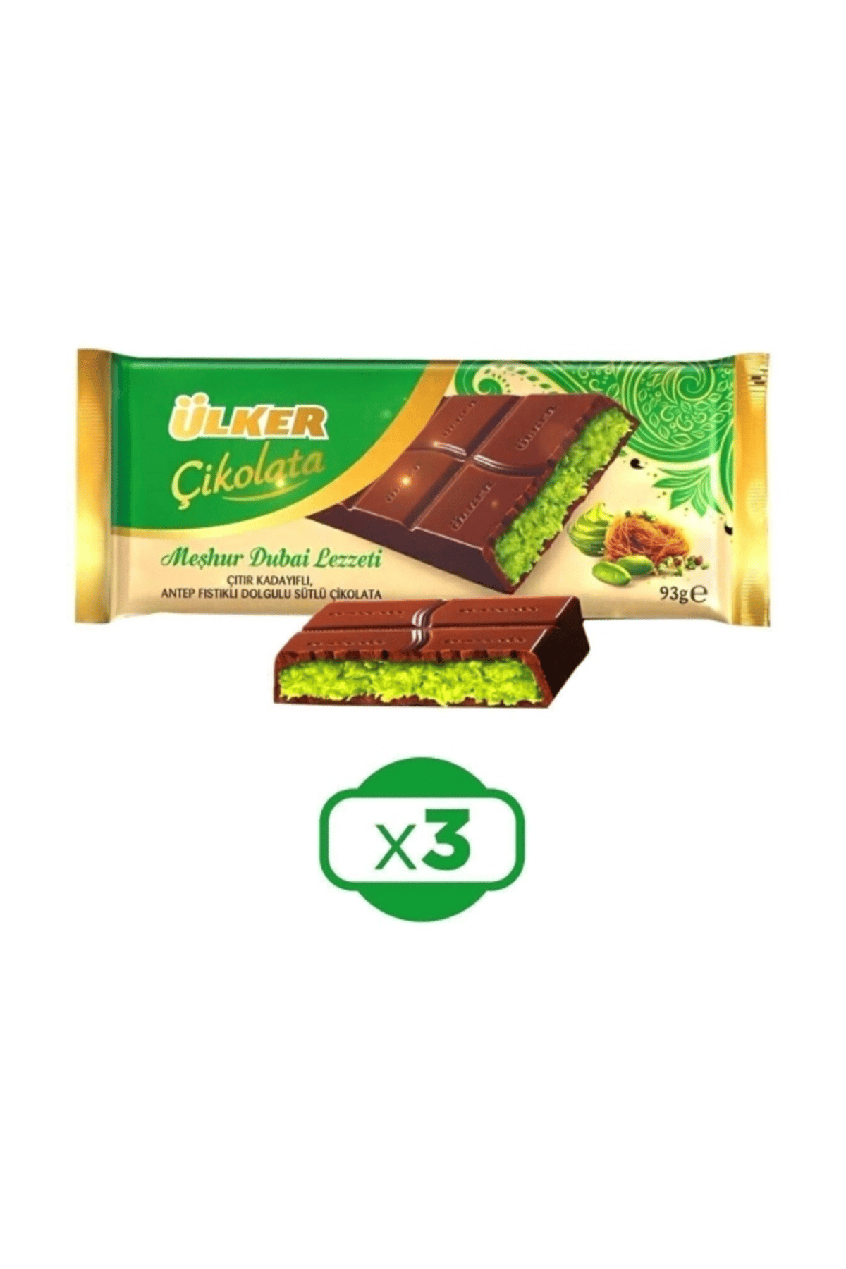 Ülker Meşhur Dubai Lezzeti Dubai Çikolatası 93 gr x 3 Adet
