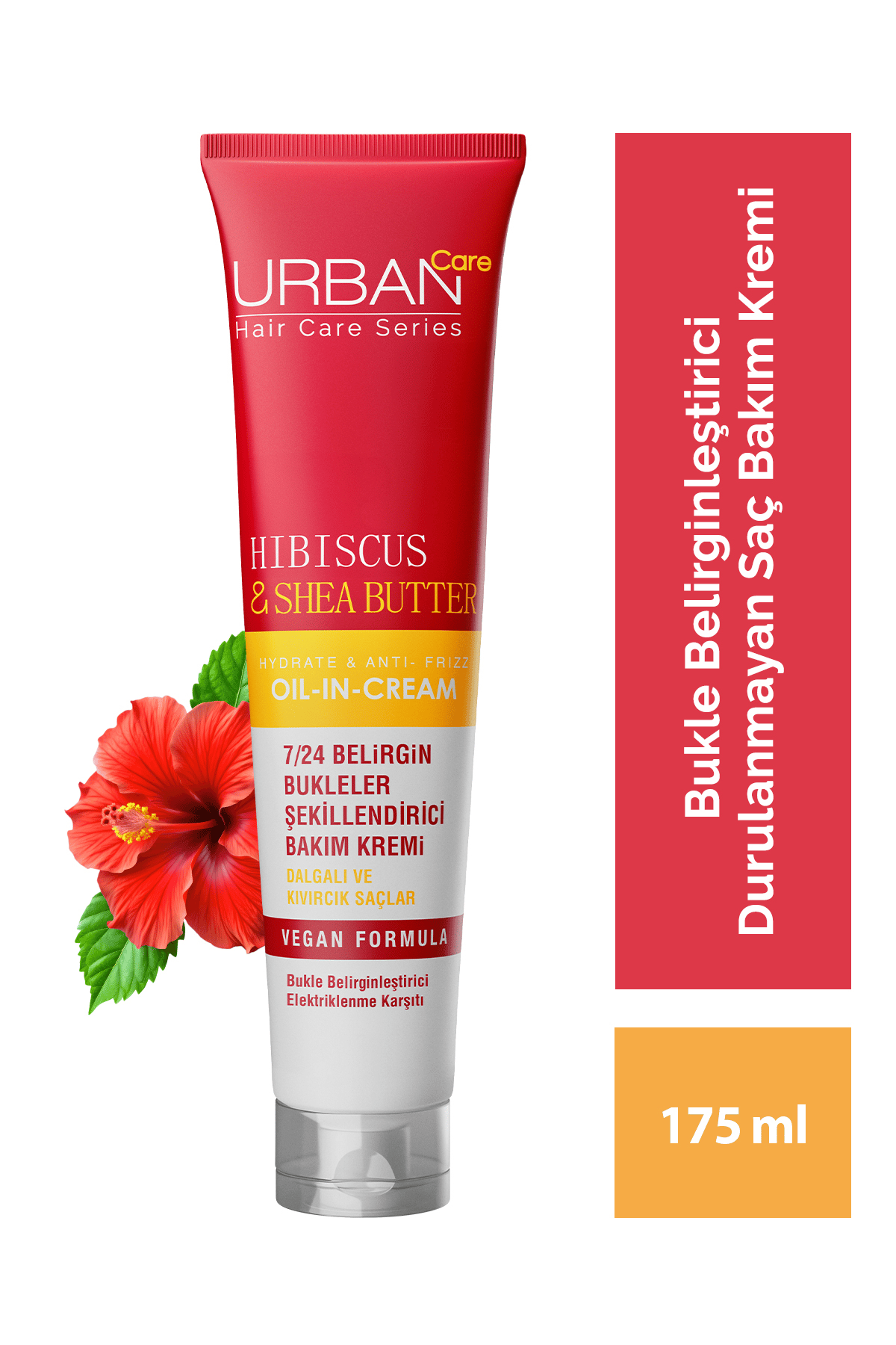 Urban Care Hibiscus & Shea Butter Kıvırcık ve Dalgalı Saçlara Özel Durulanmayan Bakım Kremi-vegan-175ml