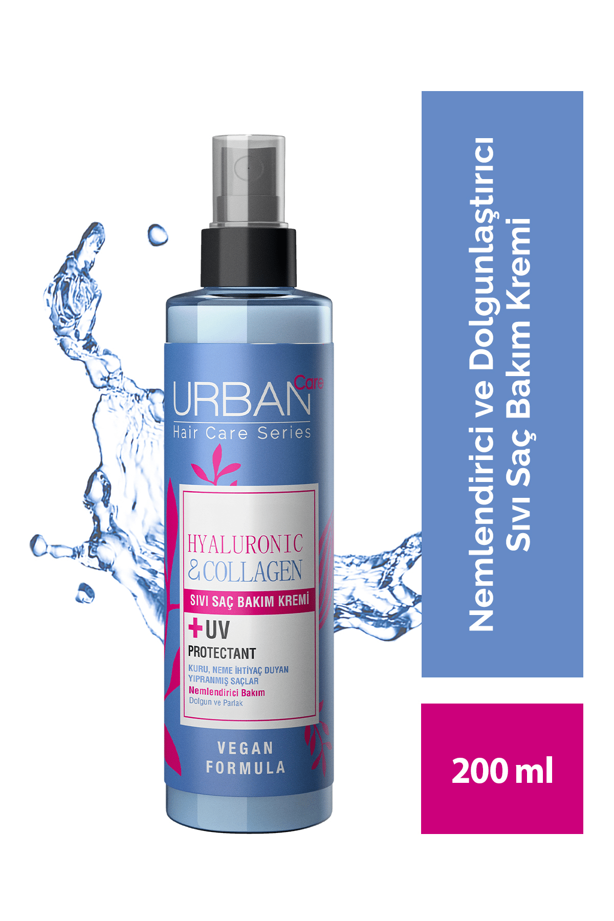 Urban Care Hyaluronik Asit & Kolajen Kuru ve Cansız Saçlara Özel Durulanmayan Sıvı Saç Bakım Kremi-200ml-vegan