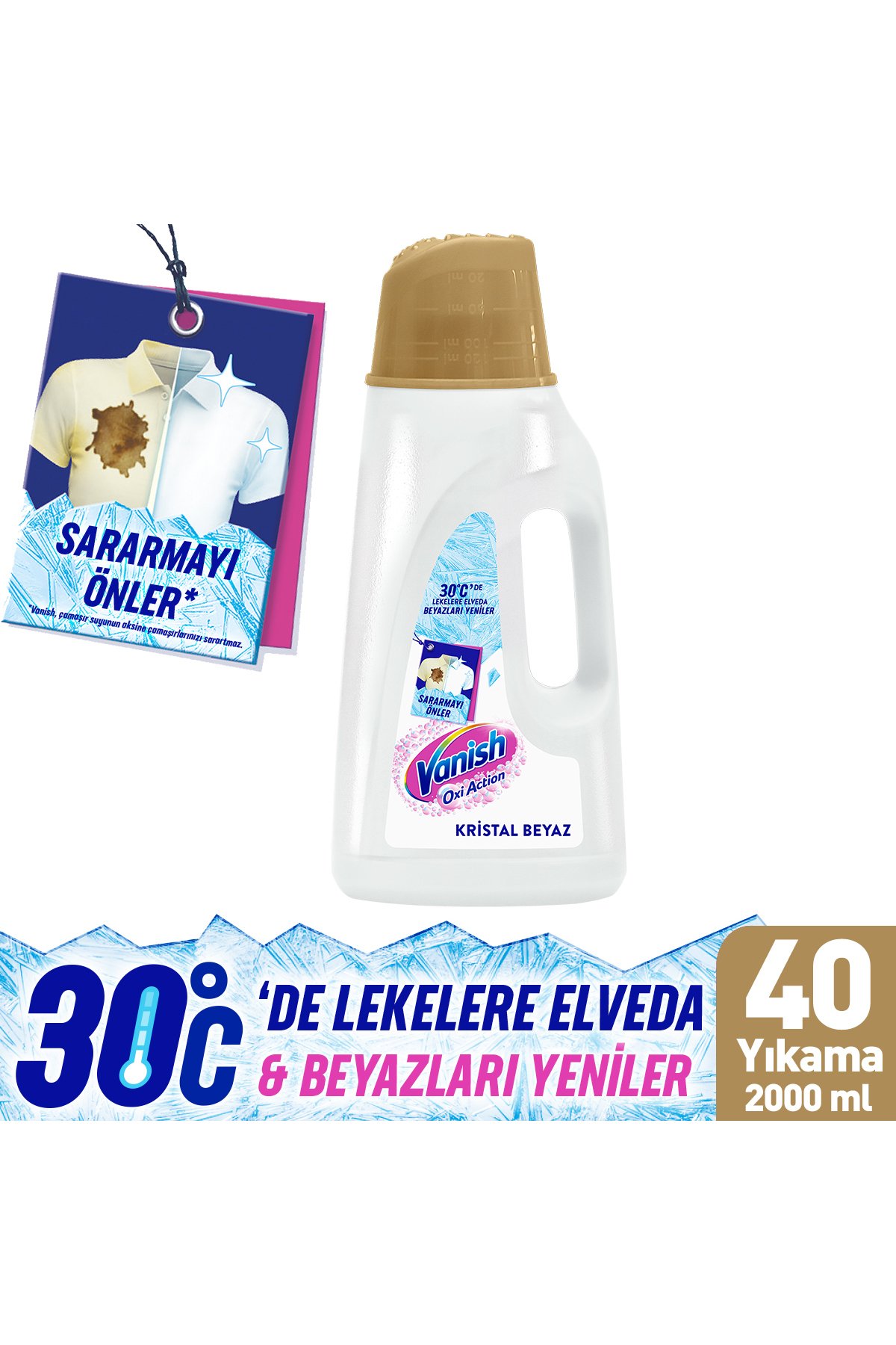 Vanish Oxi Action Multipower Kristal Beyaz Beyazlar İçin Sıvı Deterjan Güçlendirici Leke Çıkarıcı 2000ml