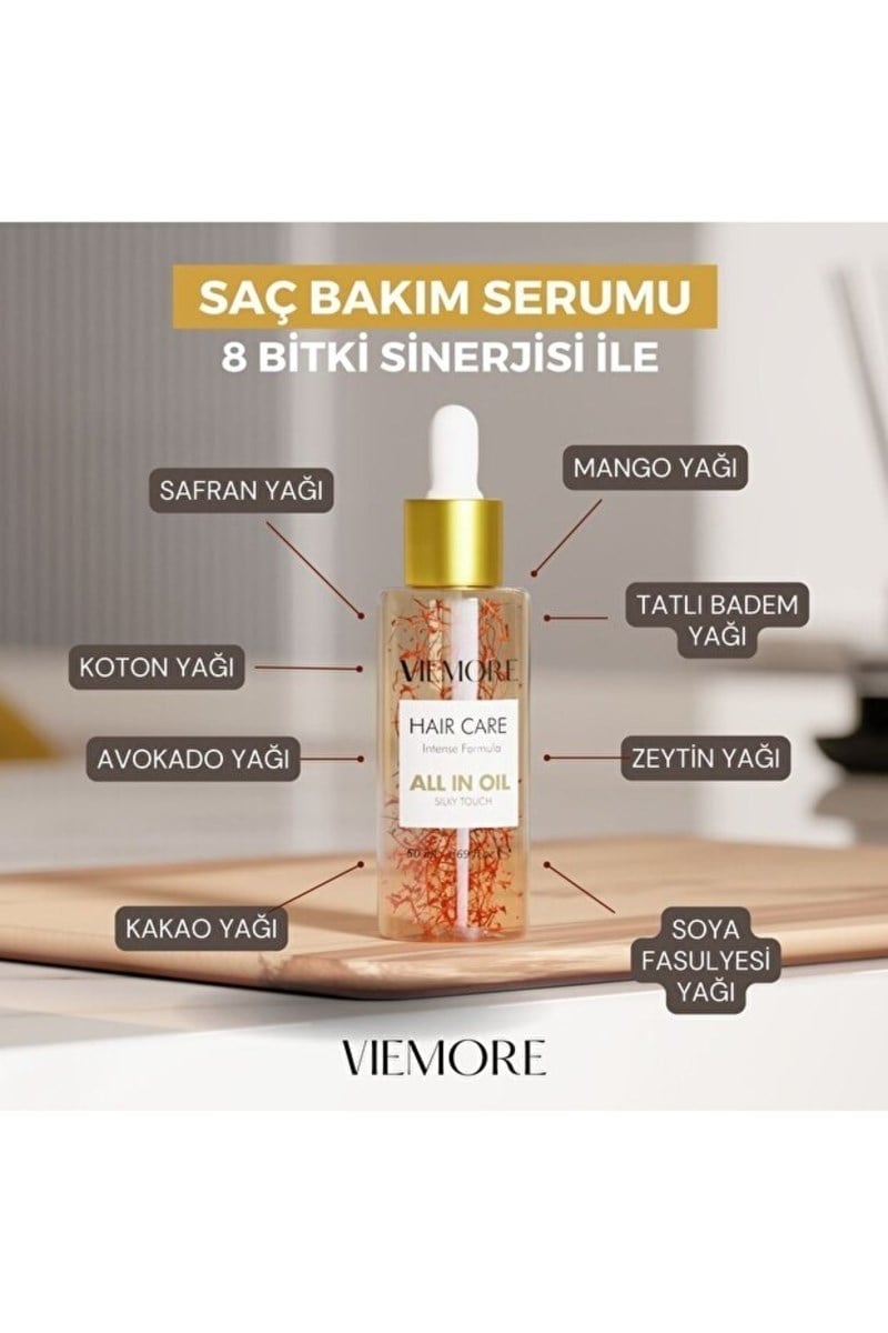 Viemore Safran Bitkili Dökülme Karşıtı Ve Canlılık Veren Vegan Saç Bakım Serumu 50 ml