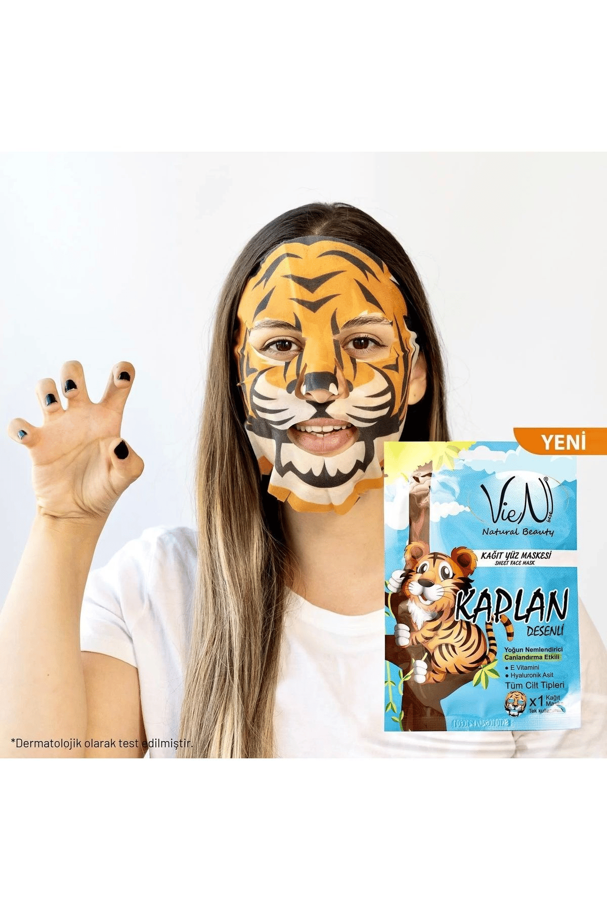 Vien Kağıt Yüz Maskesi Kaplan Desenli E Vitaminli 25gr