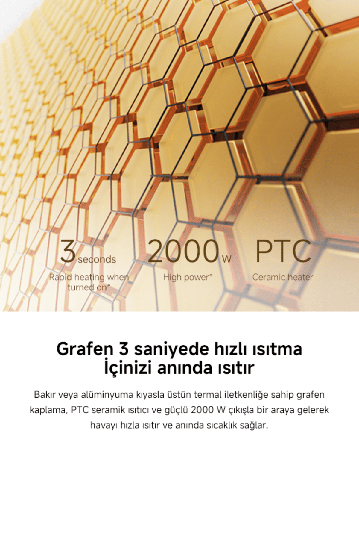 Xiaomi Smart Graphene Heater 2000 W Seramik Isıtıcı (Xiaomi Türkiye Garantili)