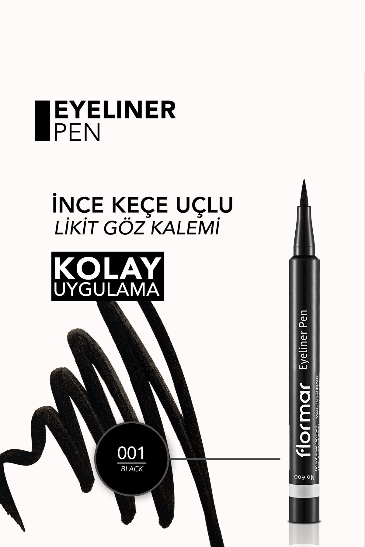 Yarı Mat Bitişli Eyeliner (SİYAH) - Eyeliner Pen - 001 Black - 8690604109609