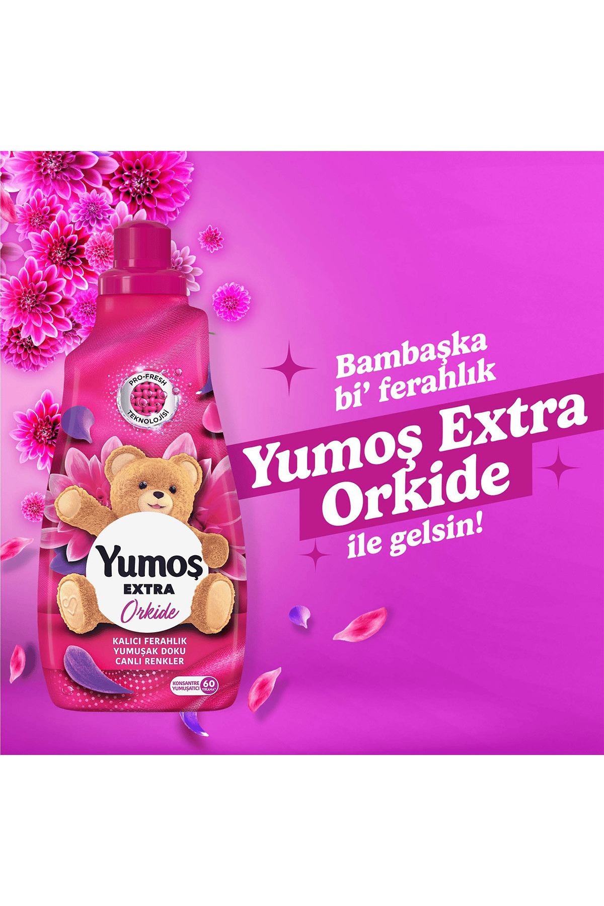 Yumoş Extra Konsantre Çamaşır Yumuşatıcısı Orkide 1440 ml 60 Yıkama x 4 Adet