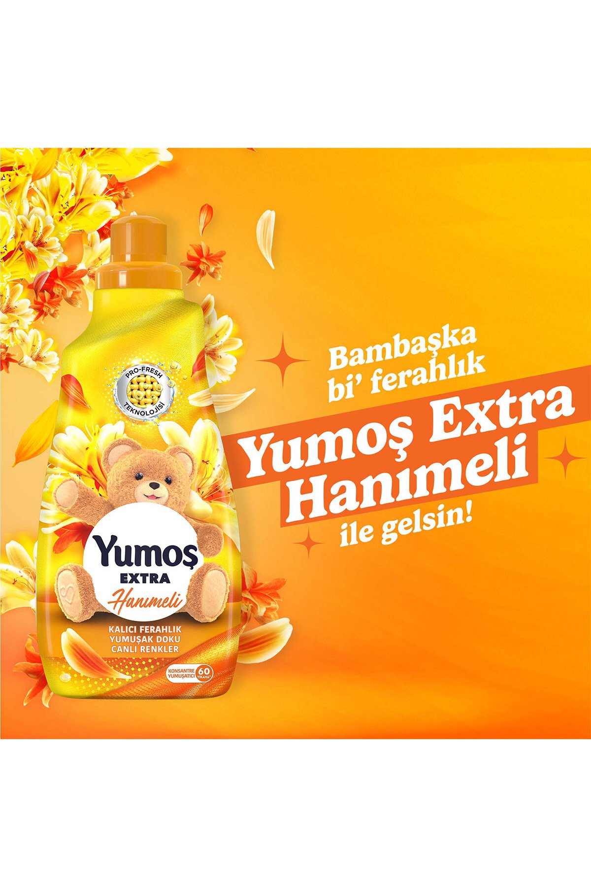Yumoş Extra Konsantre Çamaşır Yumuşatıcısı Hanımeli 1440 ml 60 Yıkama x 4 Adet