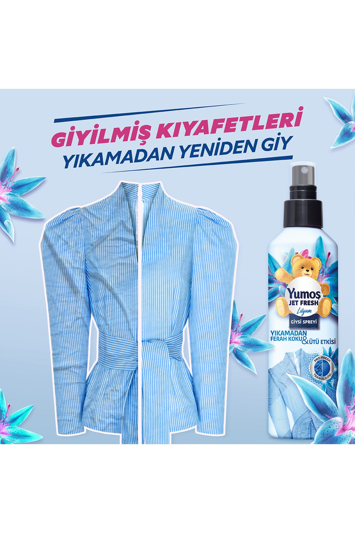 Yumoş Jet Fresh Giysi Spreyi Lilyum 200 ml x2 Adet