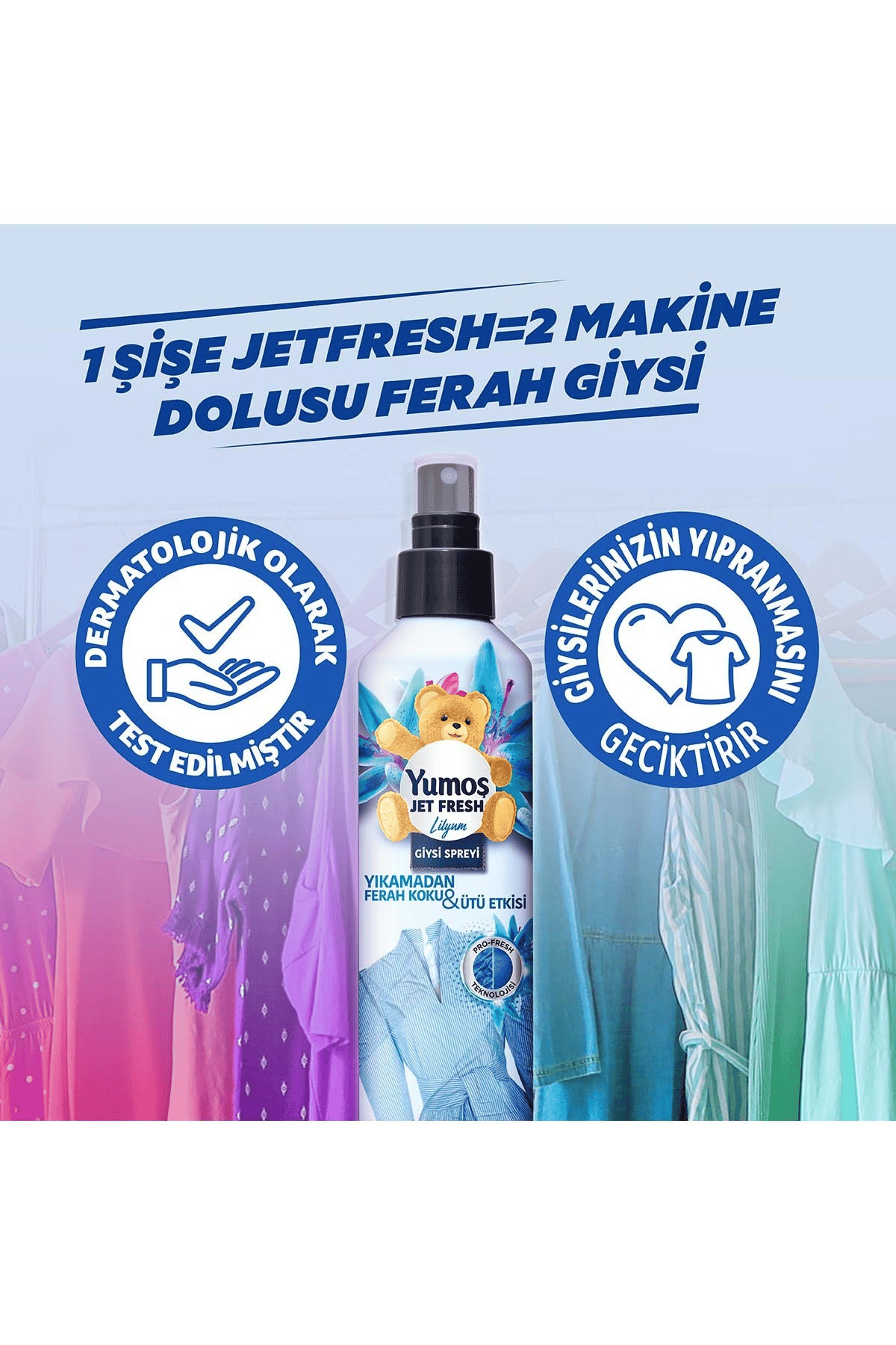Yumoş Jet Fresh Giysi Spreyi Lilyum 200 ml x3 Adet