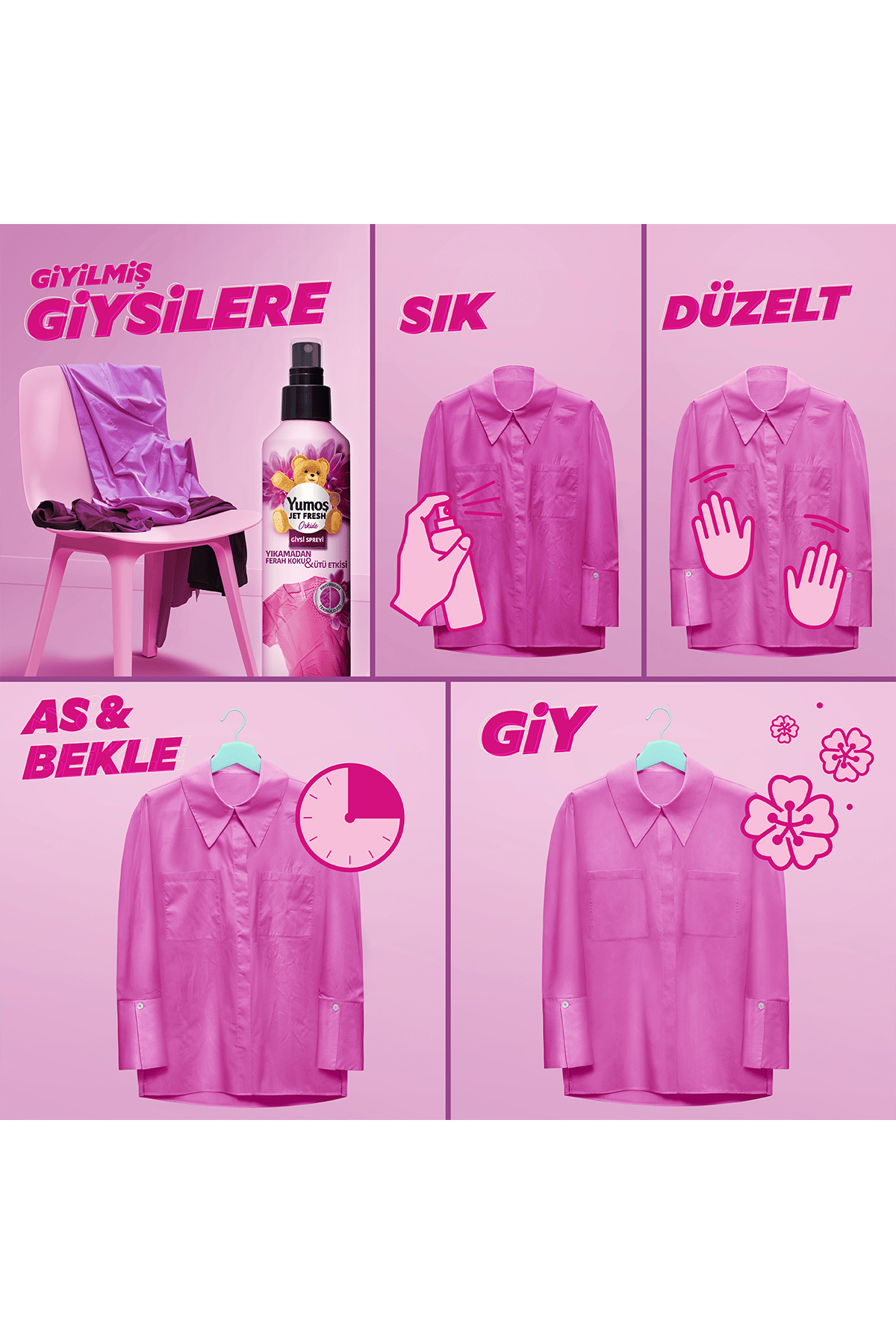 Yumoş Jet Fresh Giysi Spreyi Orkide 200 ml x2 Adet