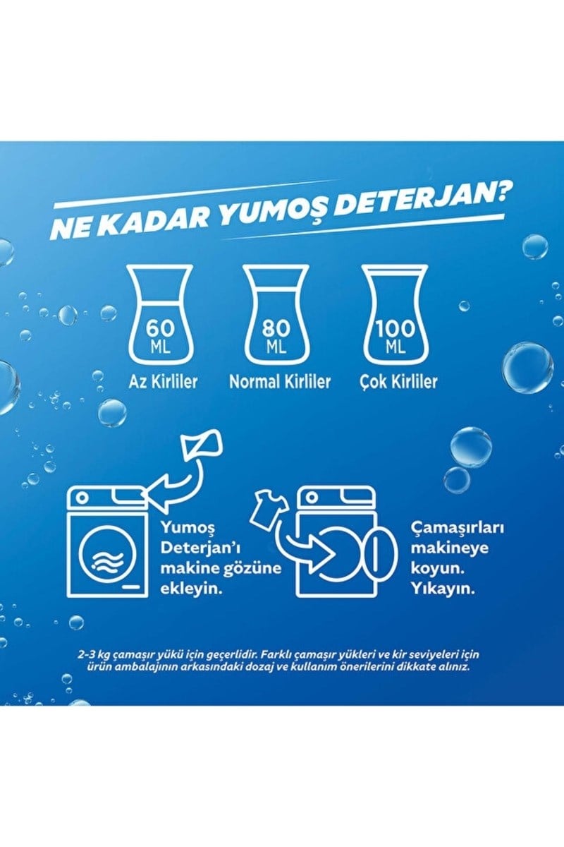 Yumoş Sıvı Bakım Çamaşır Deterjanı Siyah Ve Koyu Renkli Giysiler Için 2500 ml x3 Adet