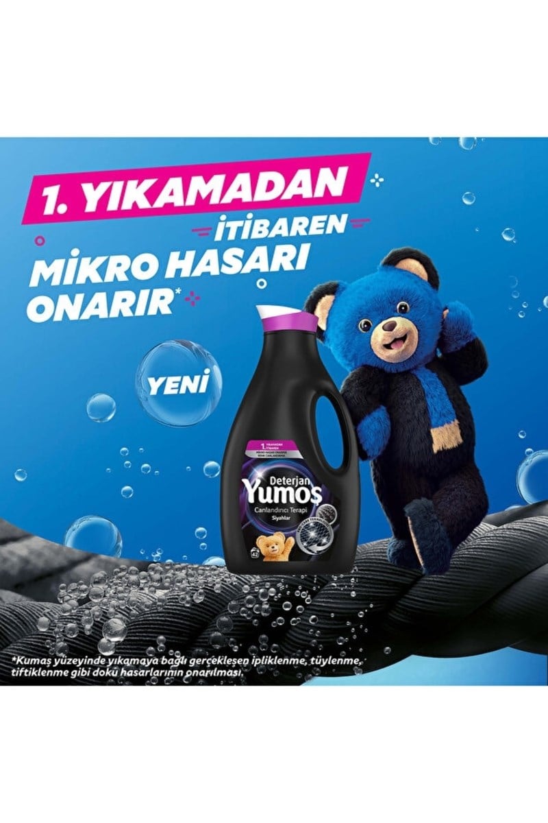 Yumoş Sıvı Bakım Çamaşır Deterjanı Siyah Ve Koyu Renkli Giysiler Için 2500 ml x3 Adet
