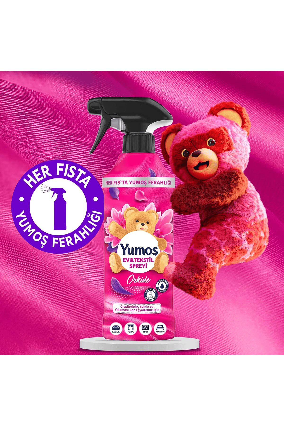 Yumoş Sprey  Lilyum 450 ml + Yumoş Sprey Orkide 450 ml+Yumoş Sprey Sakura 450 ml