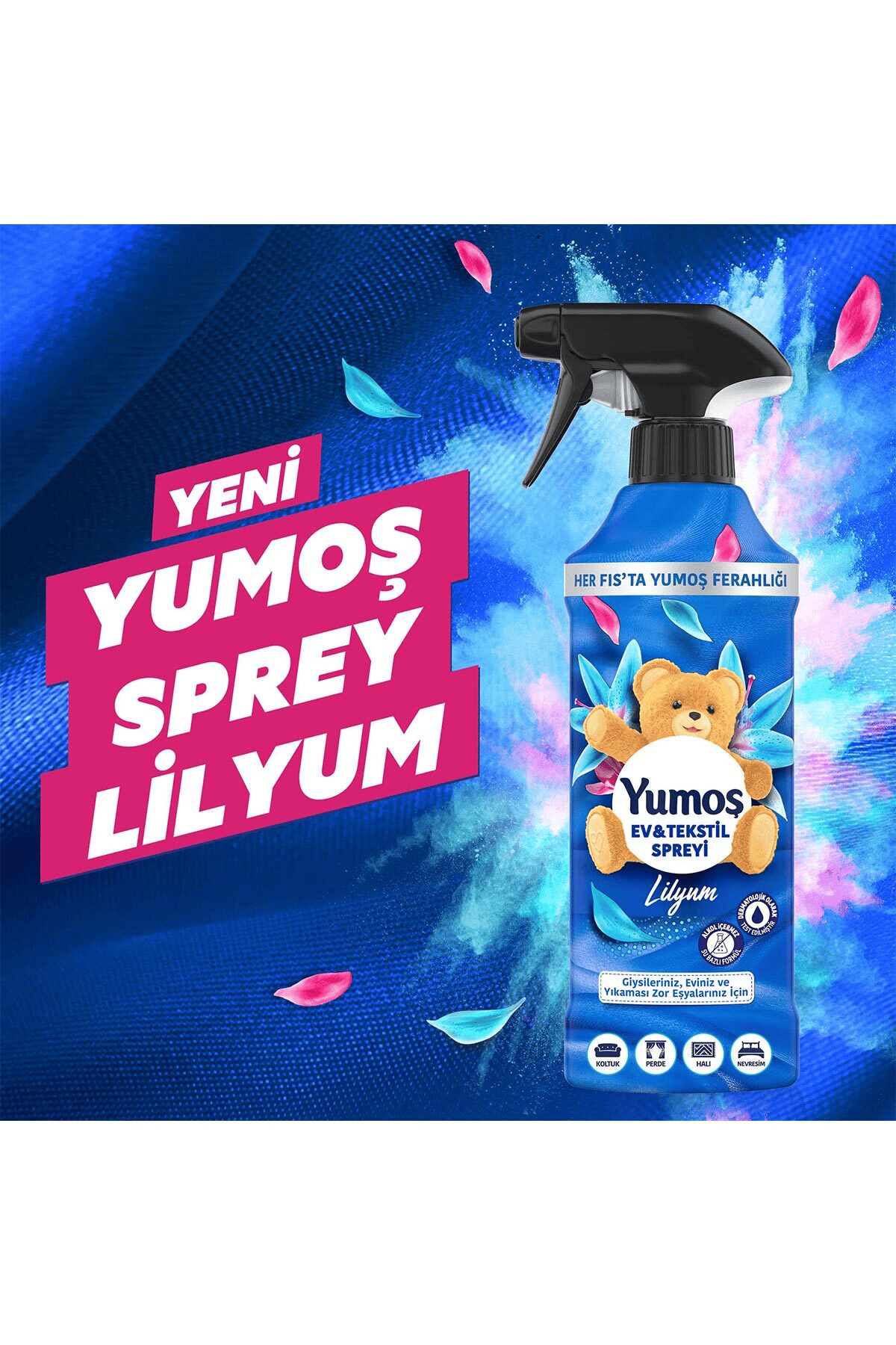 Yumoş Sprey  Lilyum 450 ml + Yumoş Sprey Orkide 450 ml+Yumoş Sprey Sakura 450 ml