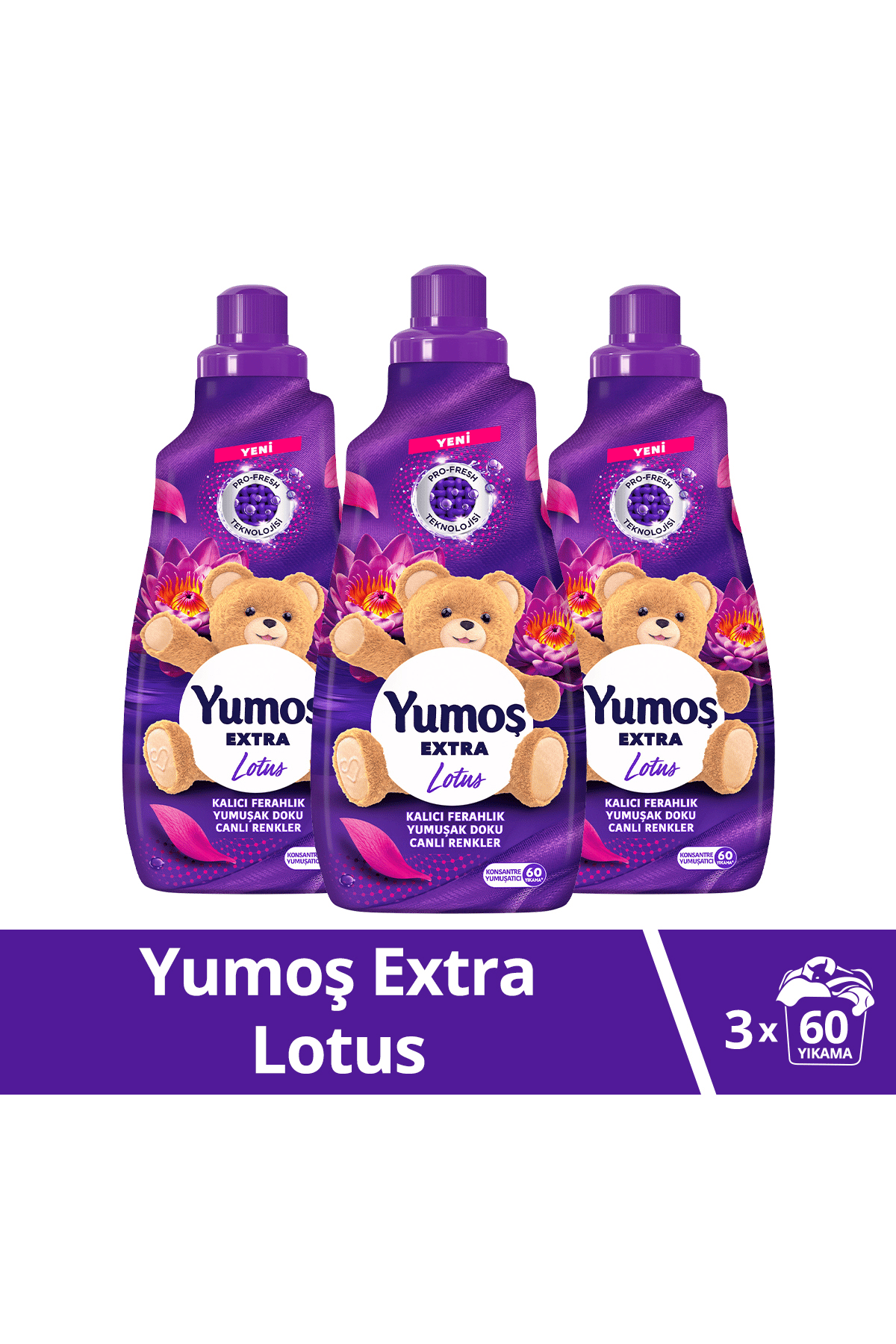 Yumoş Yumoş Extra Çamaşır Yumuşatıcı Lotus (Mor) 1440 ml 60 Yıkama x3 Adet