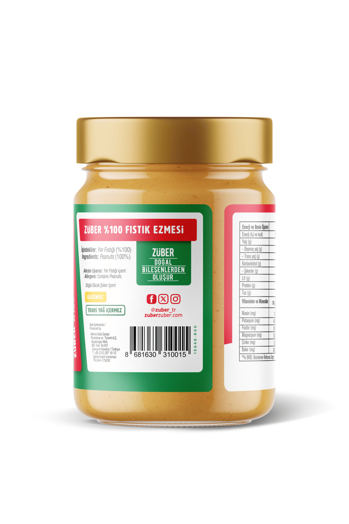 Züber Fıstık Ezmesi Deneme Paketi 3 Adet X 315 gr