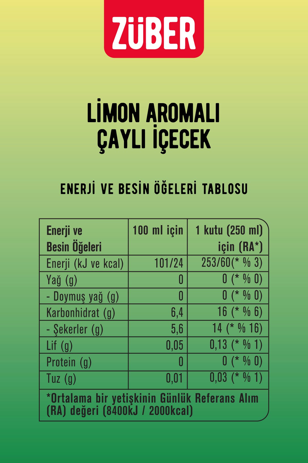 Züber Karma Ice Tea Paketi 250ml X 12 Adet