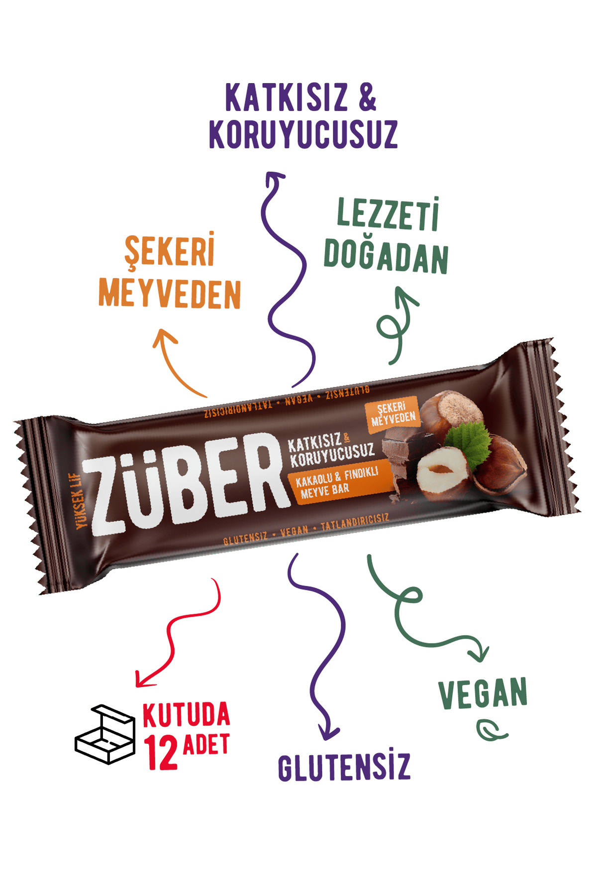 Züber Meyve Bar Fındık Ve Kakaolu 40g X 12 Adet