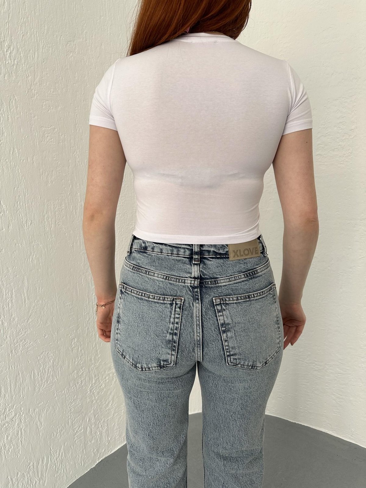 Calıfornıa Baskılı Crop Tişört Beyaz