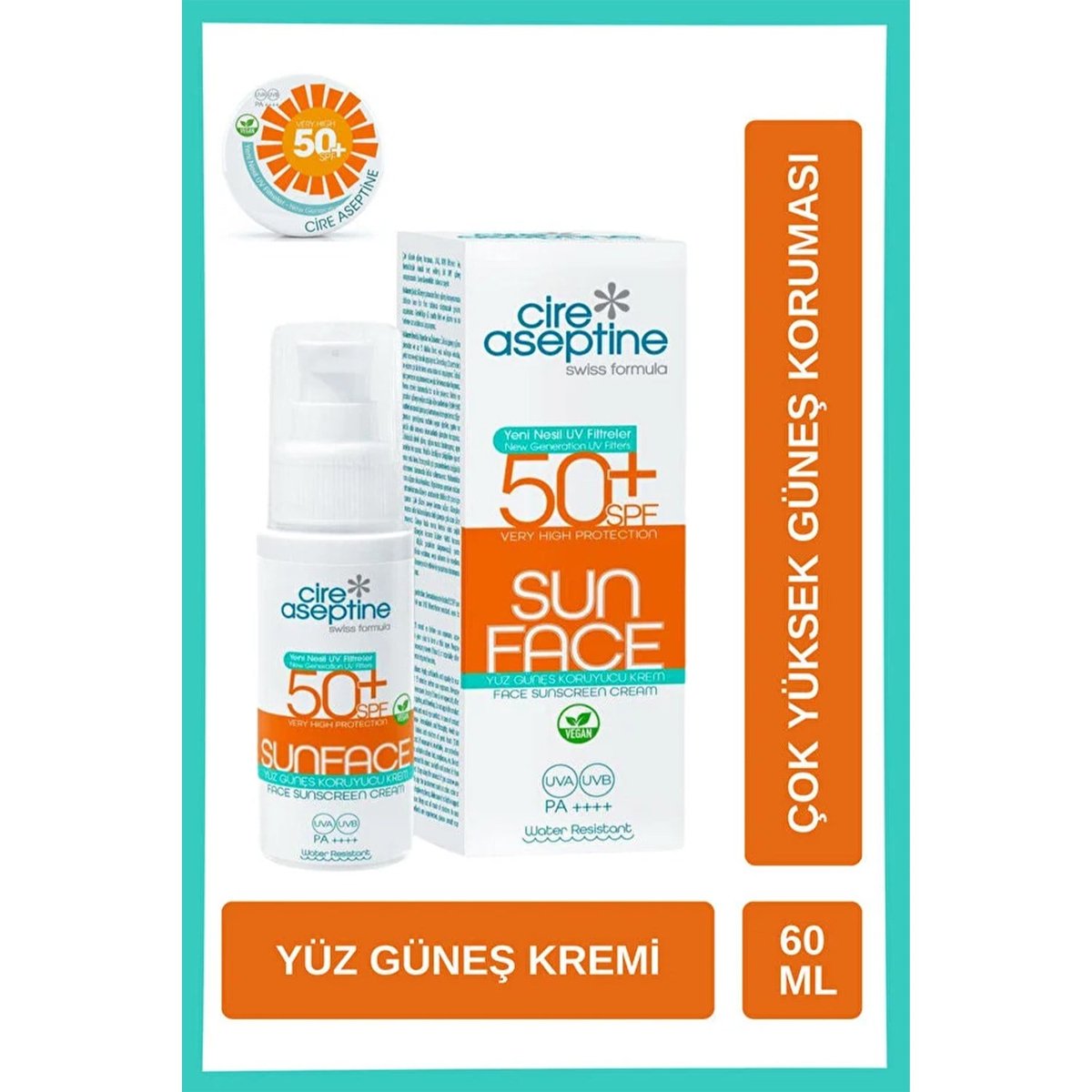  Cire Aseptine Sun Face SPF 50+ Yüz Güneş Koruyucu Losyon (60 ml)