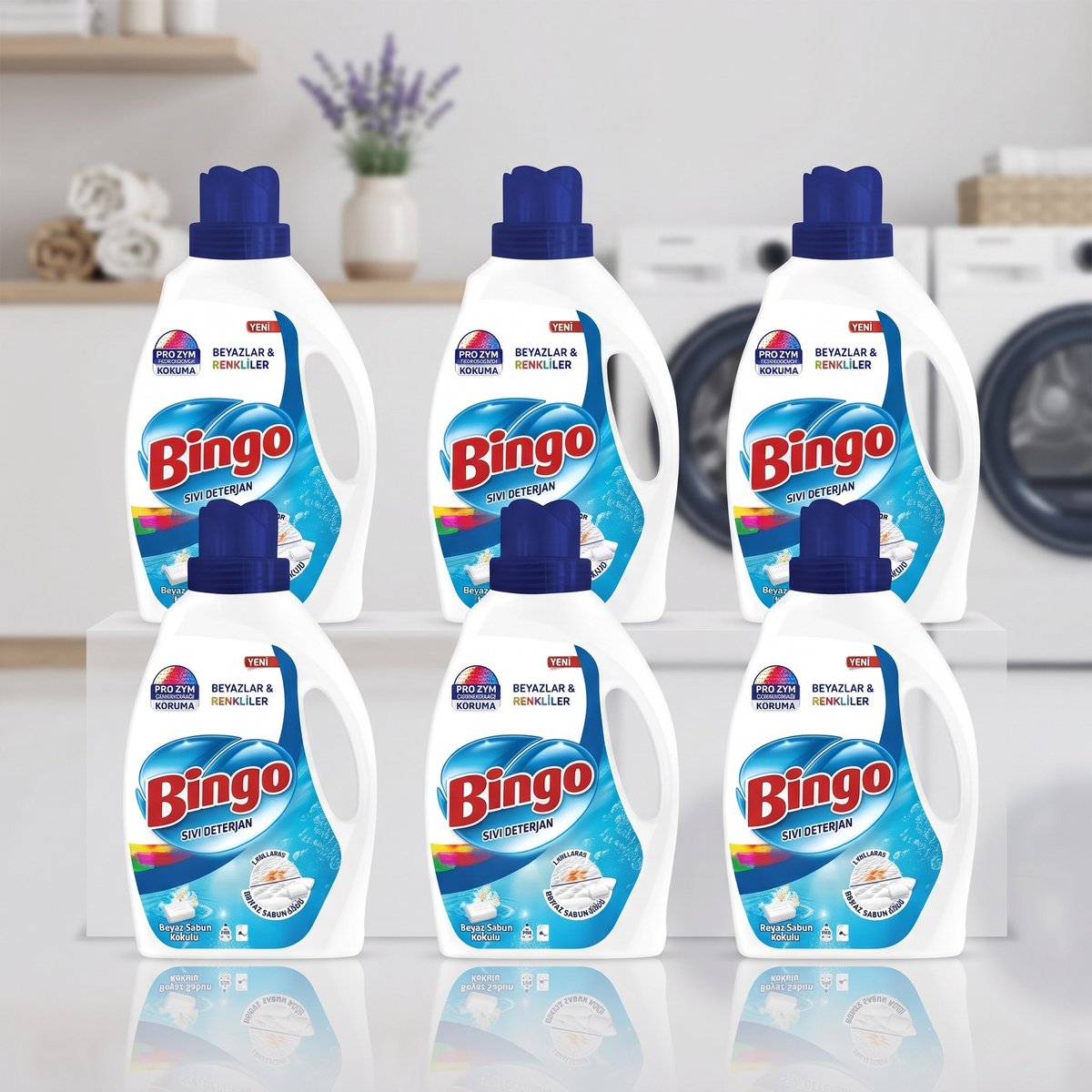 Bingo Sıvı Deterjan Beyaz Renkli Beyaz Sabun Kokulu 2600 ml x 6 adet