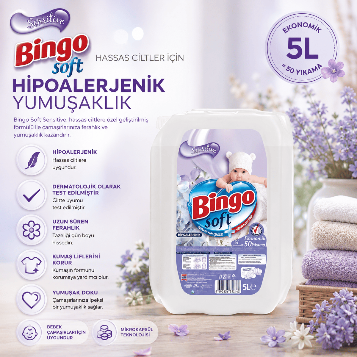 Bingo Soft Sensitive Yumuşatıcı 5 l