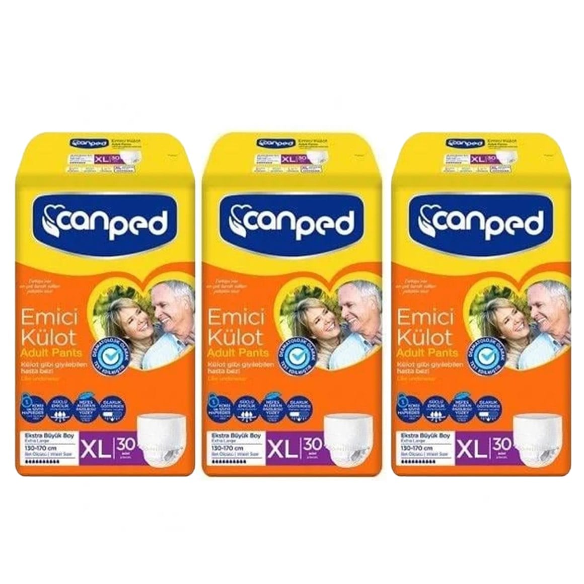 Canped Emici Külot Extra Büyük Boy XL 90 adet (30'lu 3 Paket)