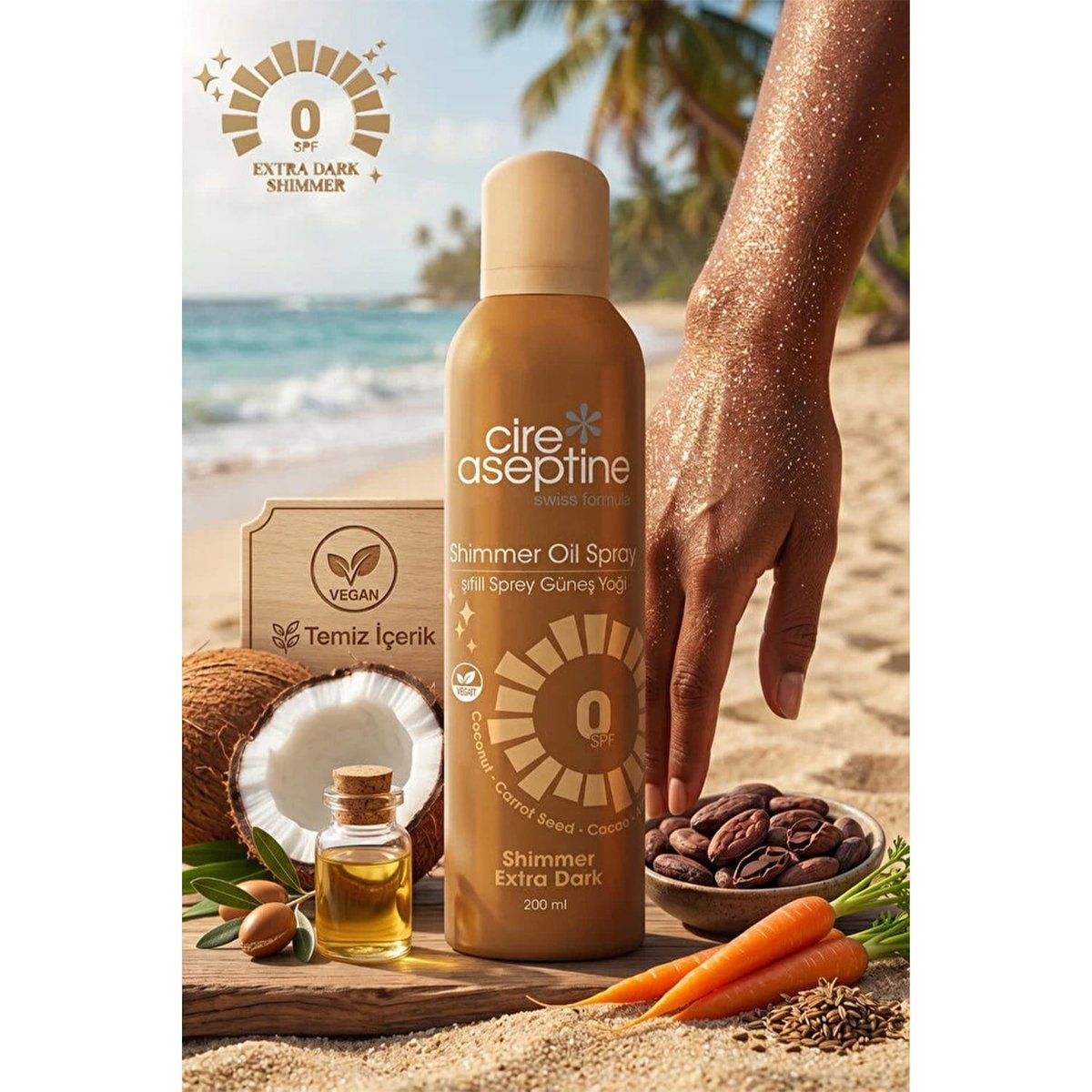 Cire Aseptine Işıltılı Sprey Güneş Yağı SPF0 200 ml