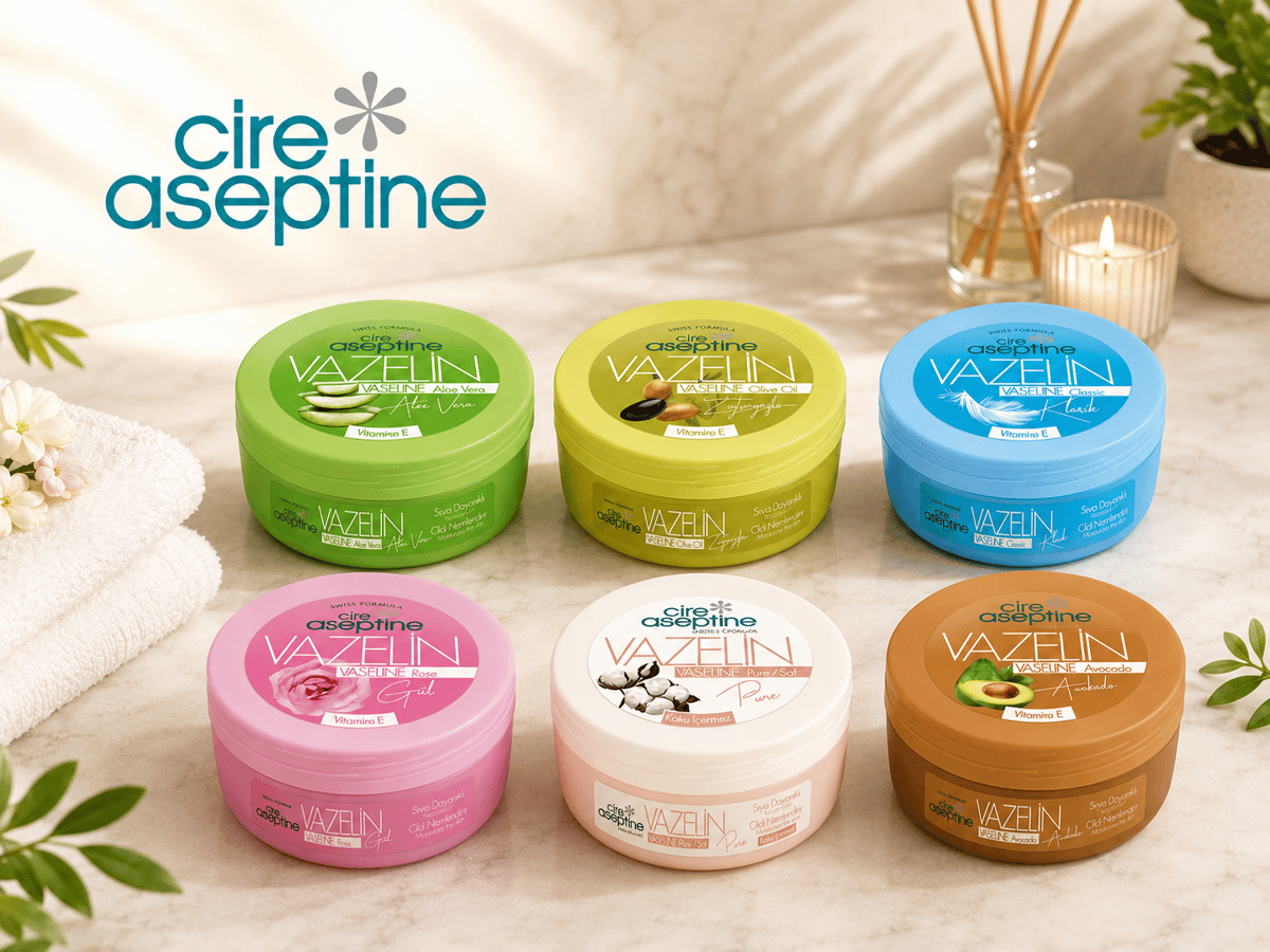 Cire Aseptine Vazelin 6'lı Bakım Seti – Aloe Vera, Zeytinyağı, Classic, Rose, Pure, Avocado