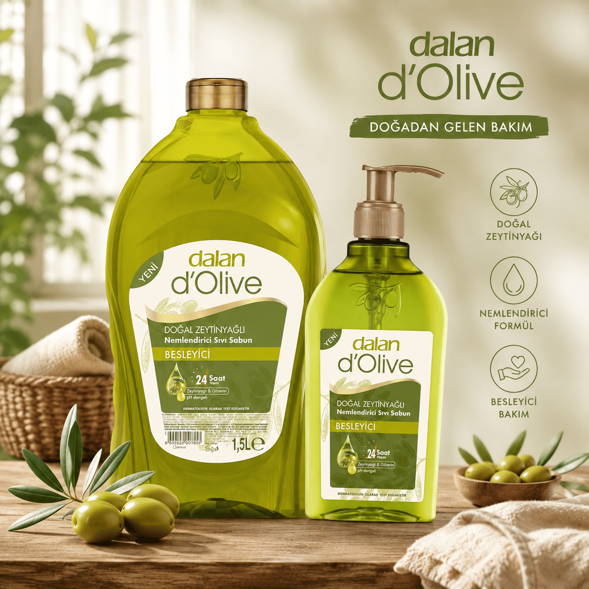 Dalan D'Olive Besleyici Sıvı Sabun 1,5 L + 400 ml Set