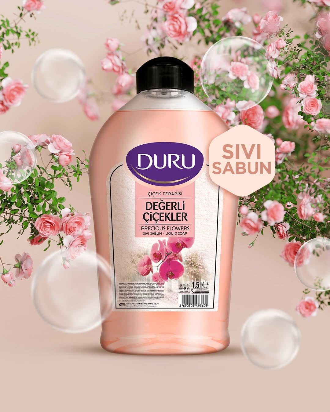 Duru Sıvı Sabun Çiçek Terapisi Değerli Çiçekler 1,5 l 3 adet