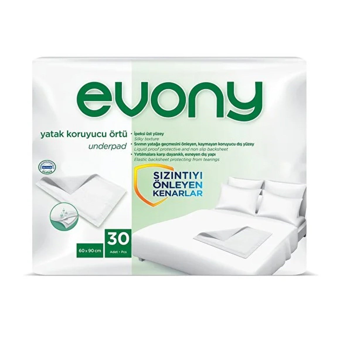 Evony Yetişkin Yatak Koruyucu Örtüsü 60x90 cm 30 Adet