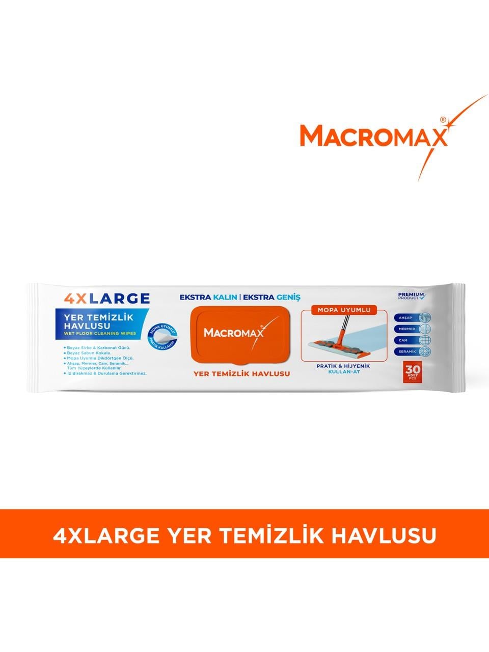 Macromax 4xl Yer Temiz. Havlusu Beyaz Sabun Koku 30 Ad