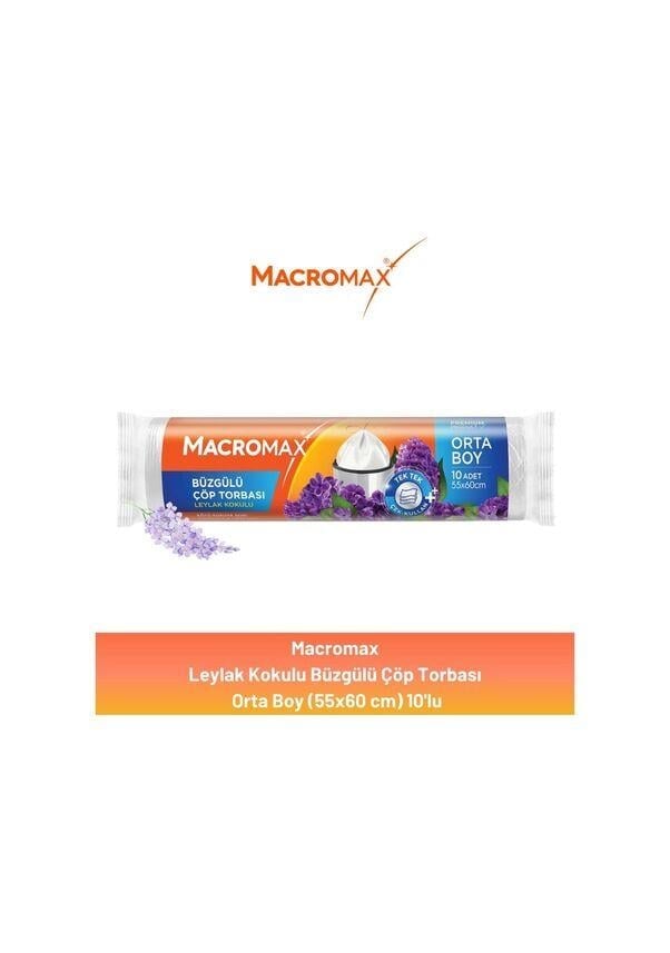 MACROMAX Büzgülü Leylak Çöp Torbası Orta Boy 10'lu