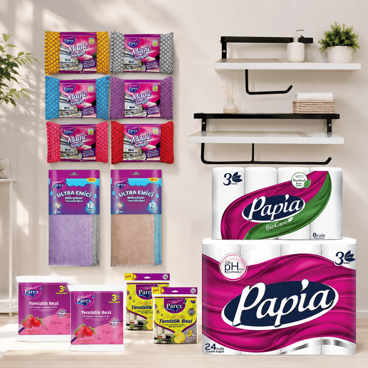 Parex & Papia Ev Temizlik ve Kağıt Ürünleri Set