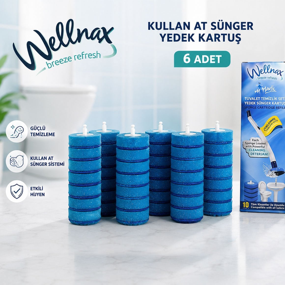 Wellnax Kullan At Yedek Sünger 10'lu x 6 Adet