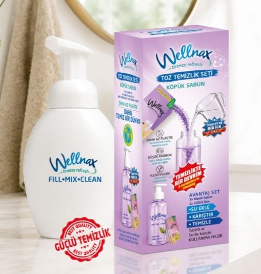 Wellnax Toz Temizlik Seti Köpük Sabun 1 ad. Köpük Sabun + 1 ad.500ml Şişe