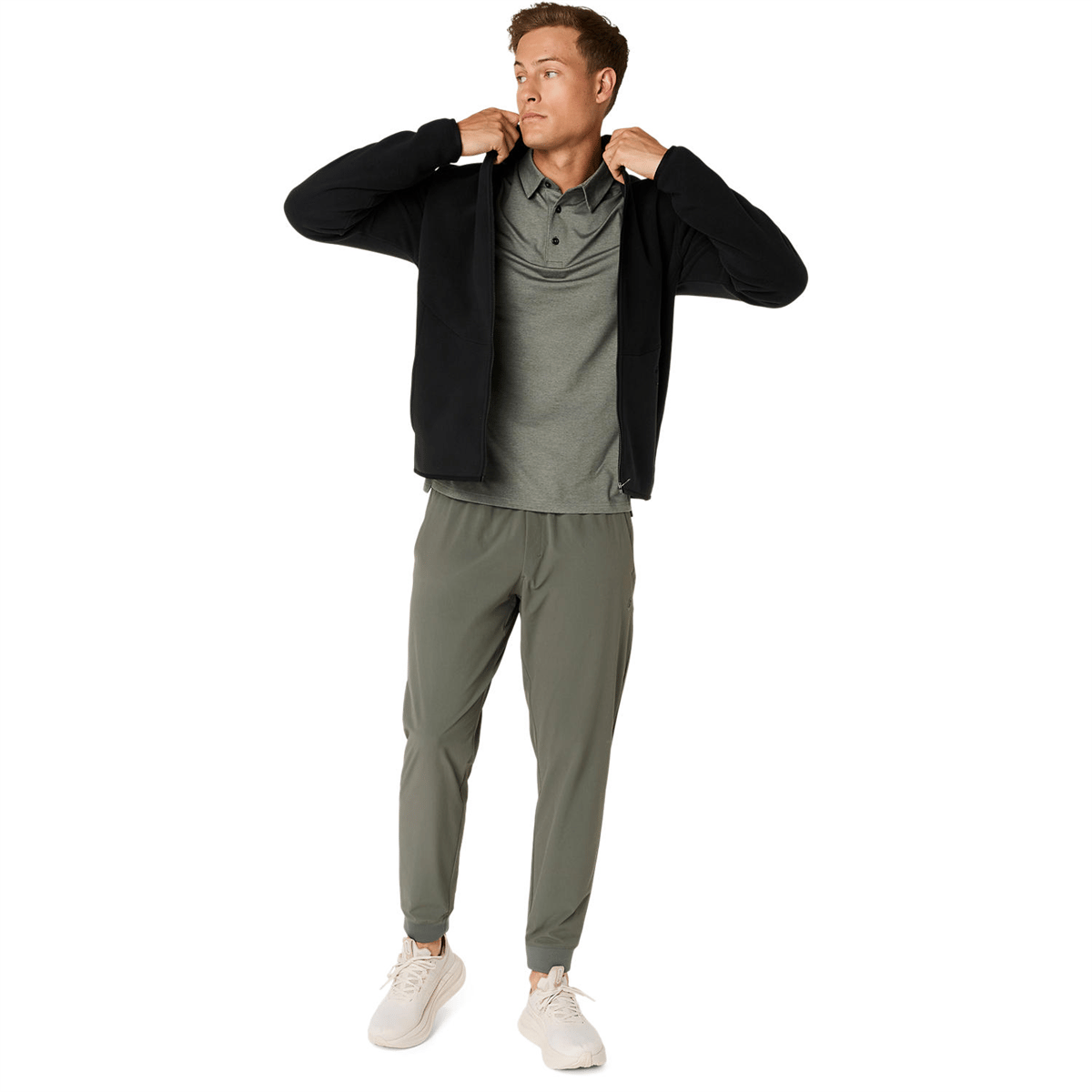 REFINED TEXTURE FLEECE FULL ZIP TOP