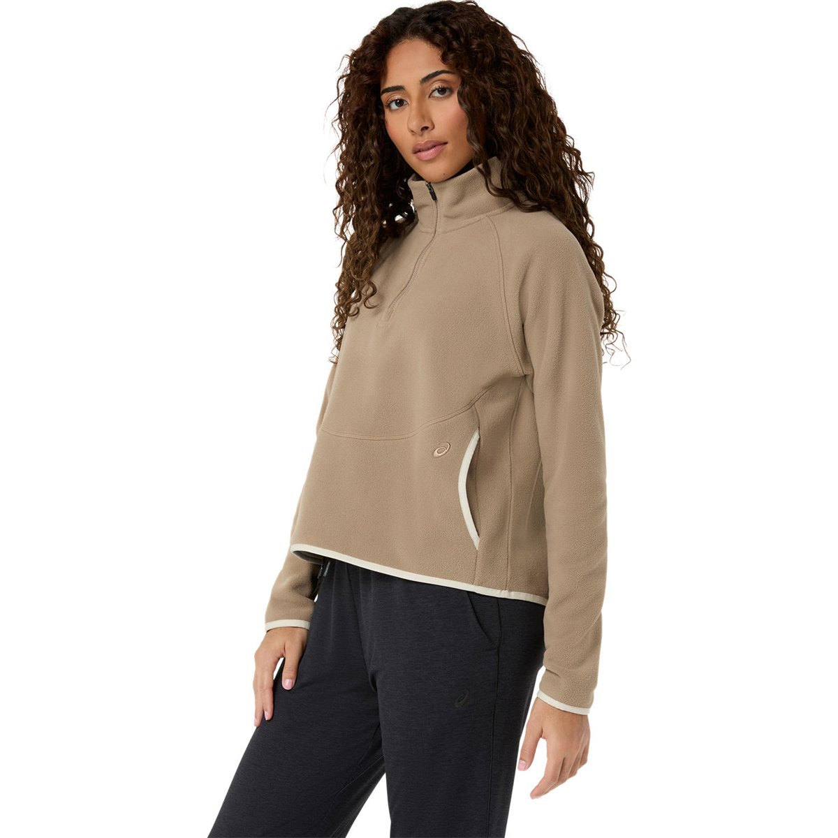 REFINED TEXTURE FLEECE HALF ZIP LS TOP