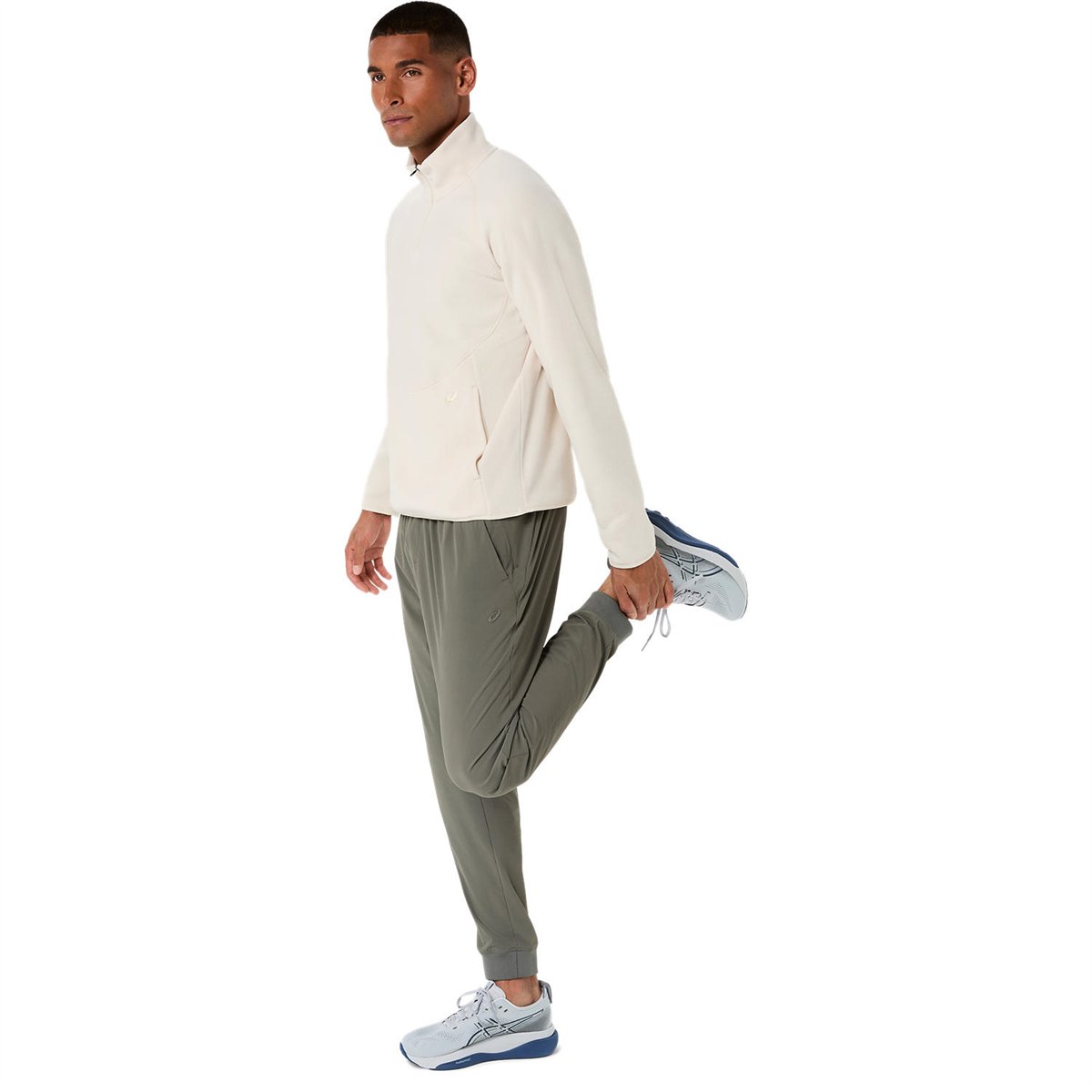 REFINED TEXTURE FLEECE HALF ZIP LS TOP