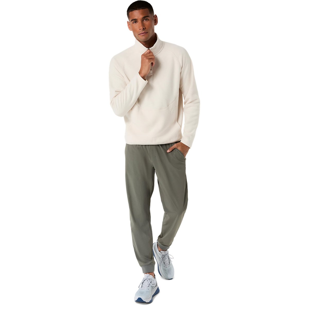 REFINED TEXTURE FLEECE HALF ZIP LS TOP