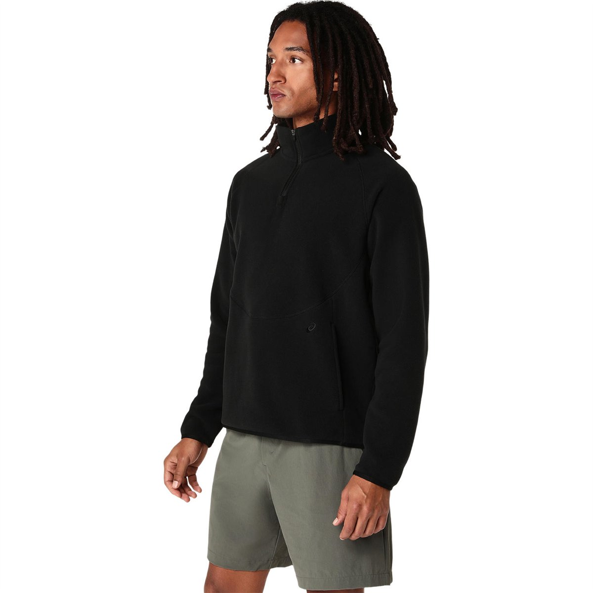 REFINED TEXTURE FLEECE HALF ZIP LS TOP