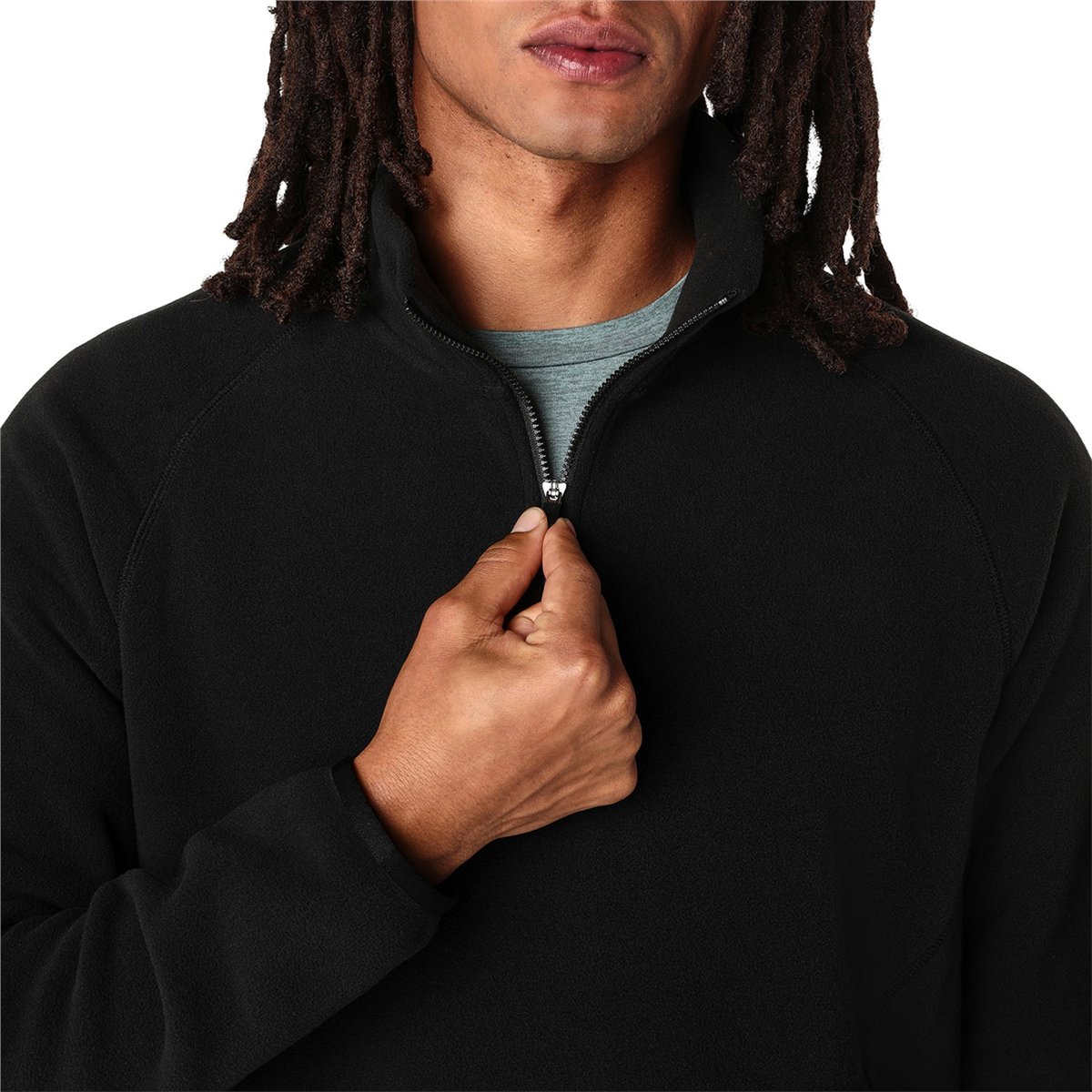 REFINED TEXTURE FLEECE HALF ZIP LS TOP