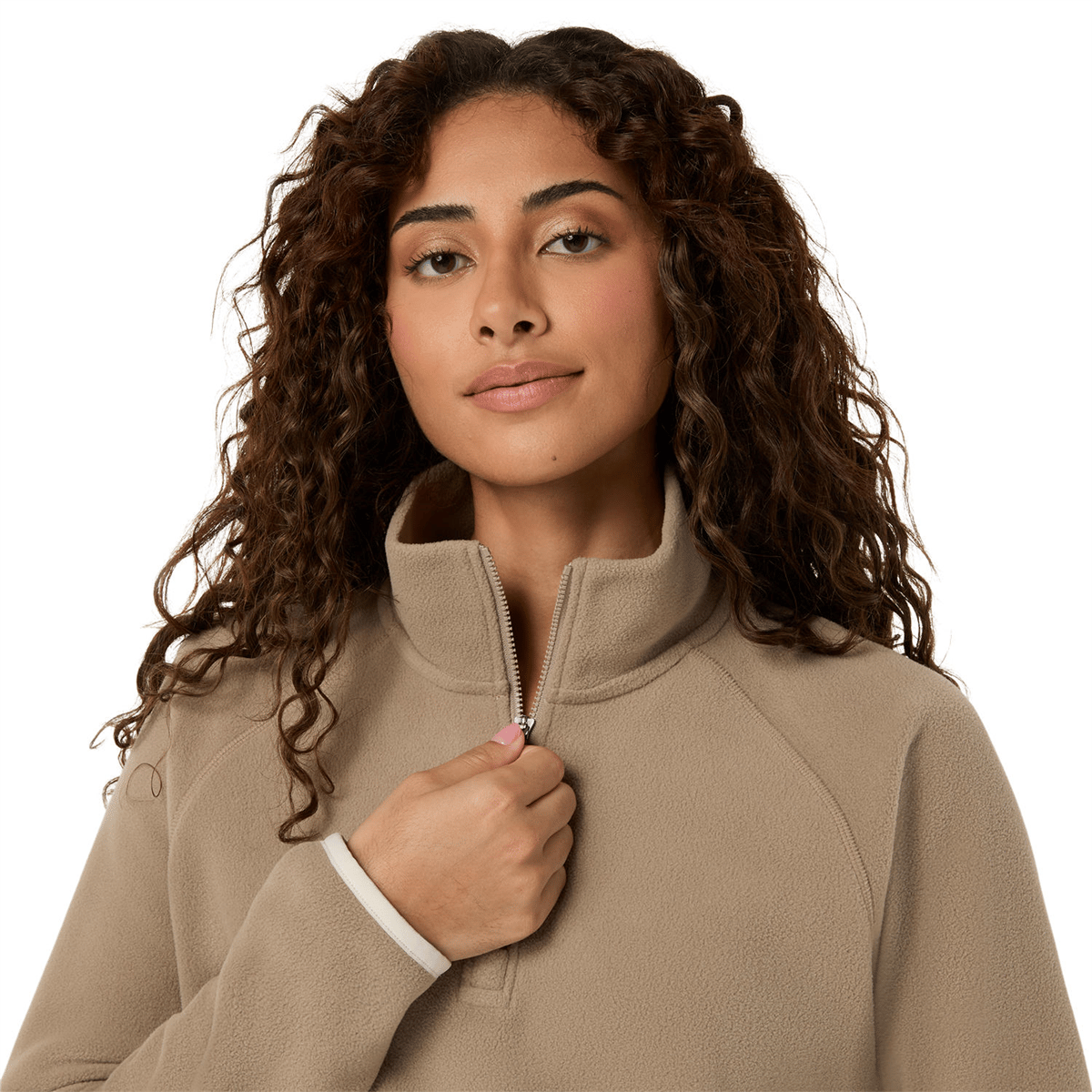REFINED TEXTURE FLEECE HALF ZIP LS TOP