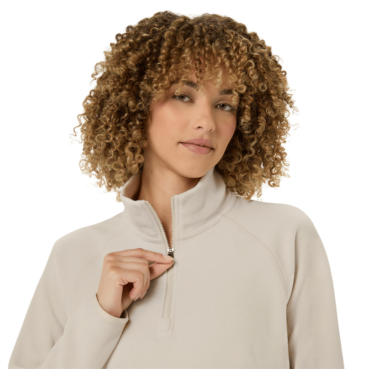 REFINED TEXTURE FLEECE HALF ZIP LS TOP