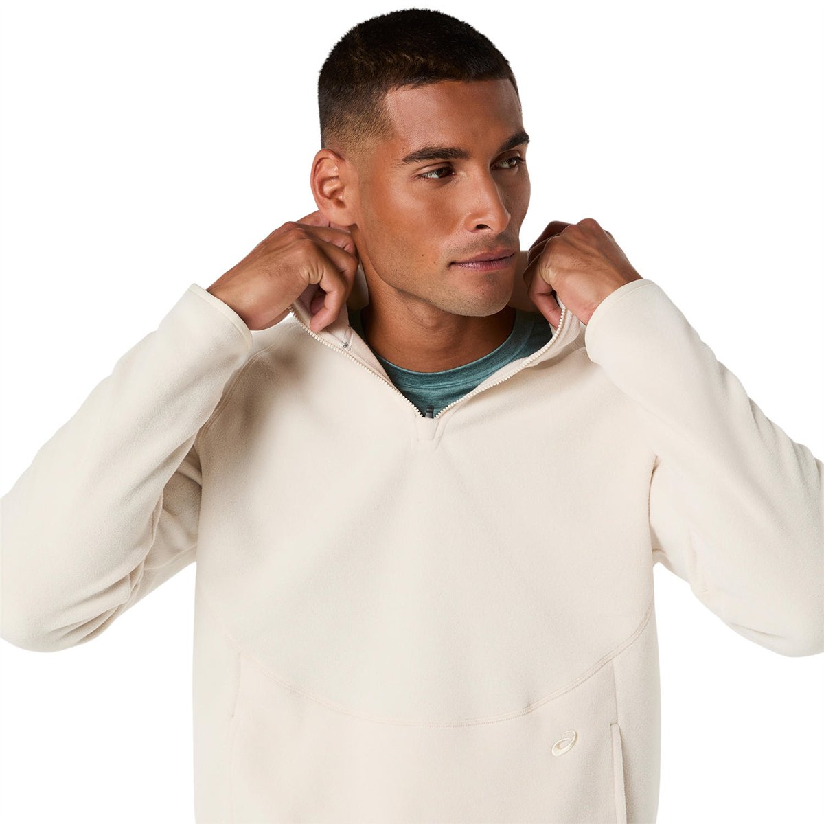REFINED TEXTURE FLEECE HALF ZIP LS TOP