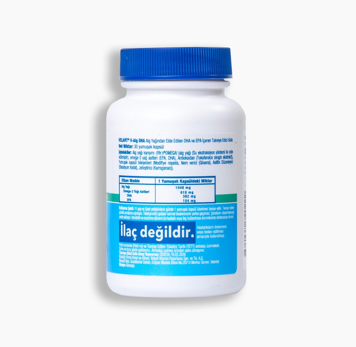 V-Alg DHA - Alg Yağından Elde Edilen DHA ve EPA içeren Takviye Edici Gıda