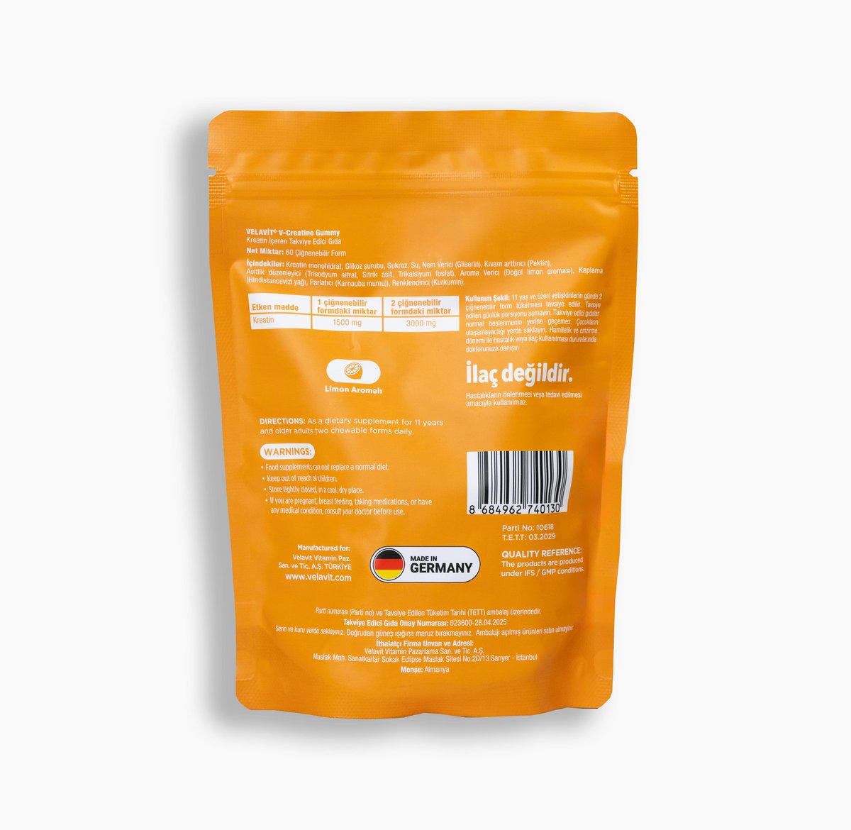 V-Creatine Gummy - Kreatin İçeren Takviye Edici Gıda