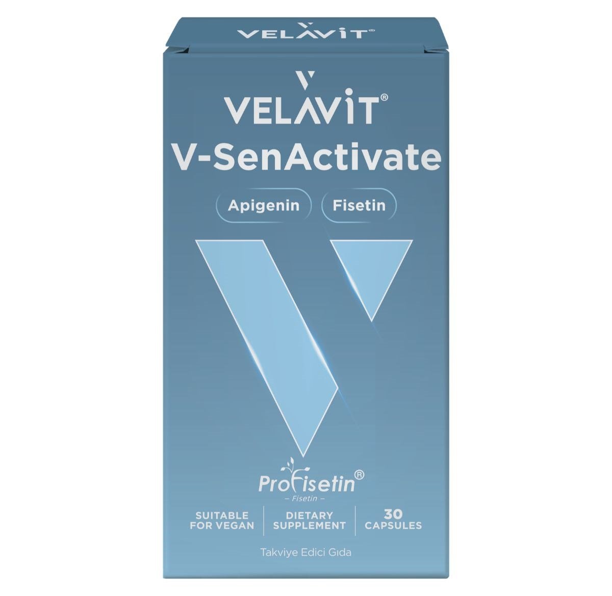 V-Sen Activate Fisetin, Apigenin, Kuersetin ve Piperin İçeren Takviye Edici Gıda